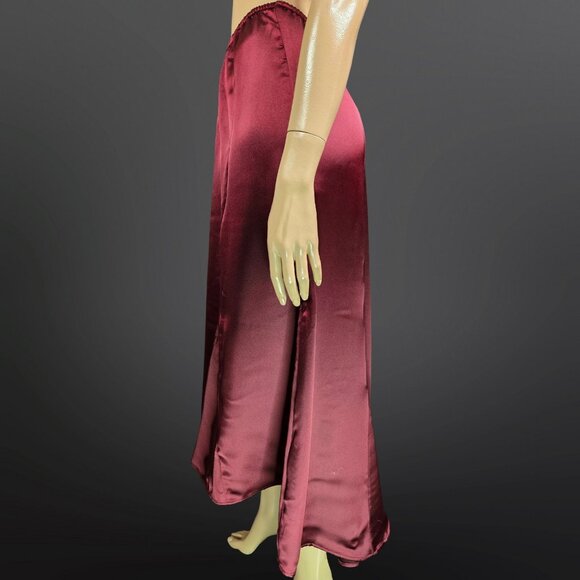 Y2K Burgundy Satin Maxi Skirt Size S Witchy Gothic Whimsigoth Max Studio - Picture 5 of 9